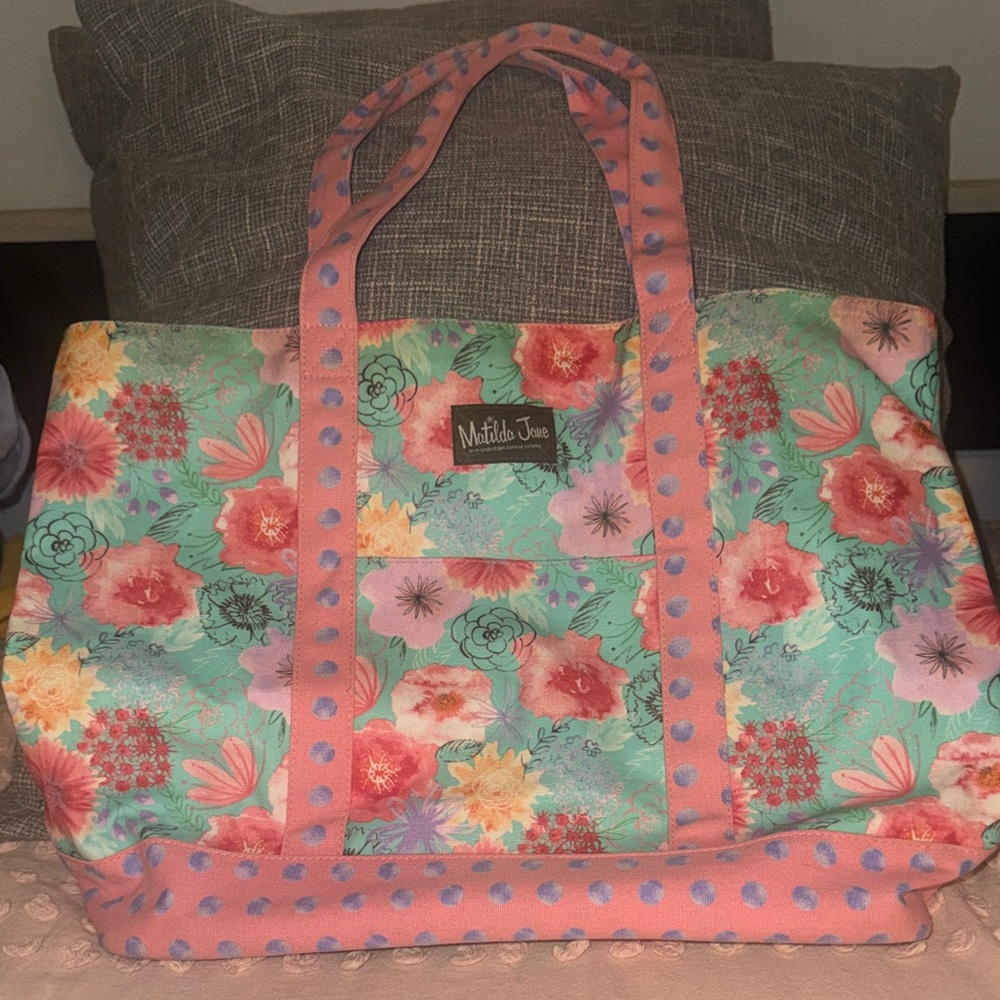 Matilda Jane relaxing sunshine Floral Tote - Pink and Mint